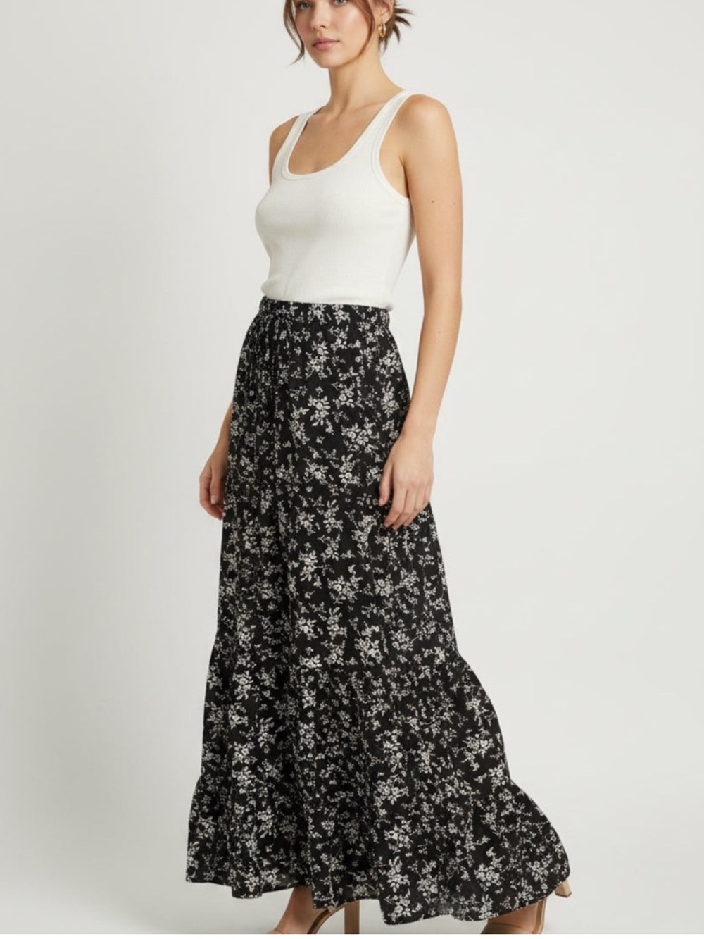 NWOT Love Tree Tiered Maxi Skirt Large